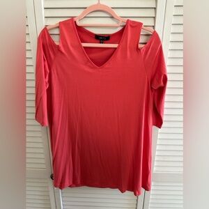 EUC Comfy USA coral casual tunic open shoulder top